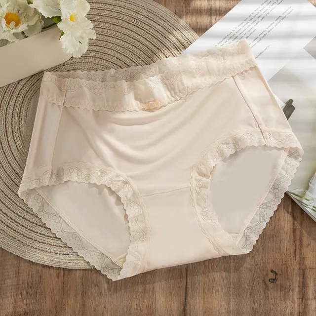 Mulberry Silk Crotch Mid Waist Traceless Triangle Lace Panties Advanced Skin L - Shop at LoveMi