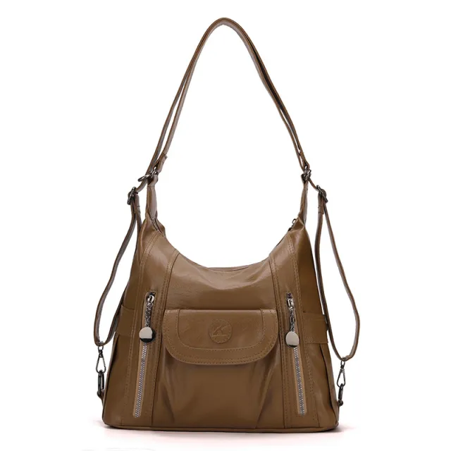 Shoulder Messenger Bag Tote Handbag Women's Multi functional Backpack Brown - Shop at LoveMi