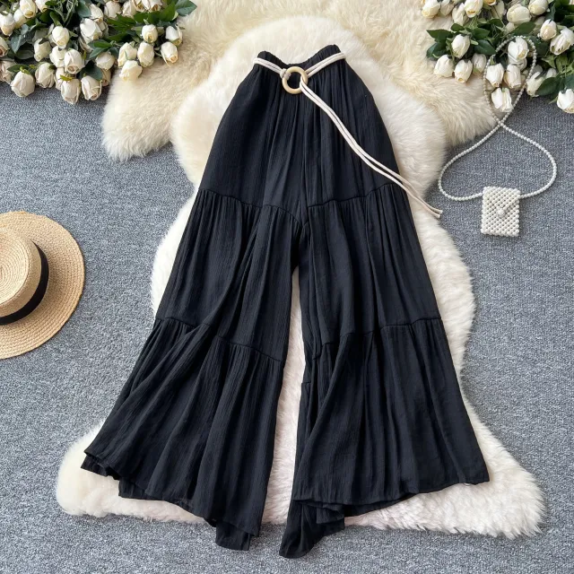 Casual Summer Pants In A Soft Ethereal Style Black - Shop at LoveMi