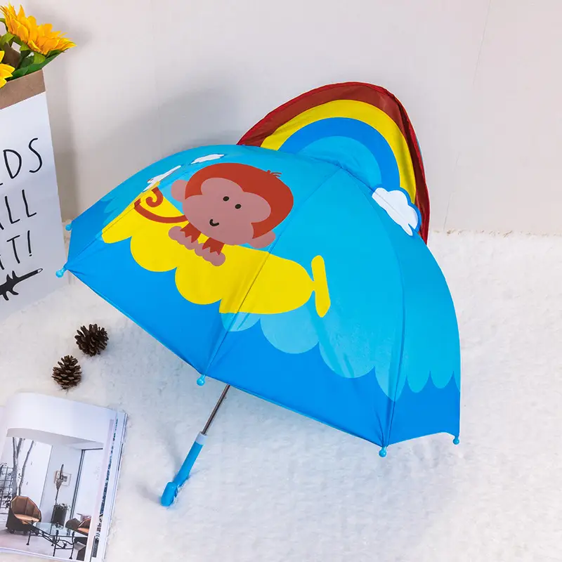 Children's Female Child Baby Printed Long Handle Small Umbrella Printed