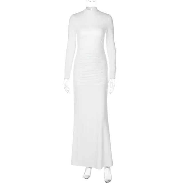 Fashionable Backless Dress With Buttons For Women White - Shop at LoveMi