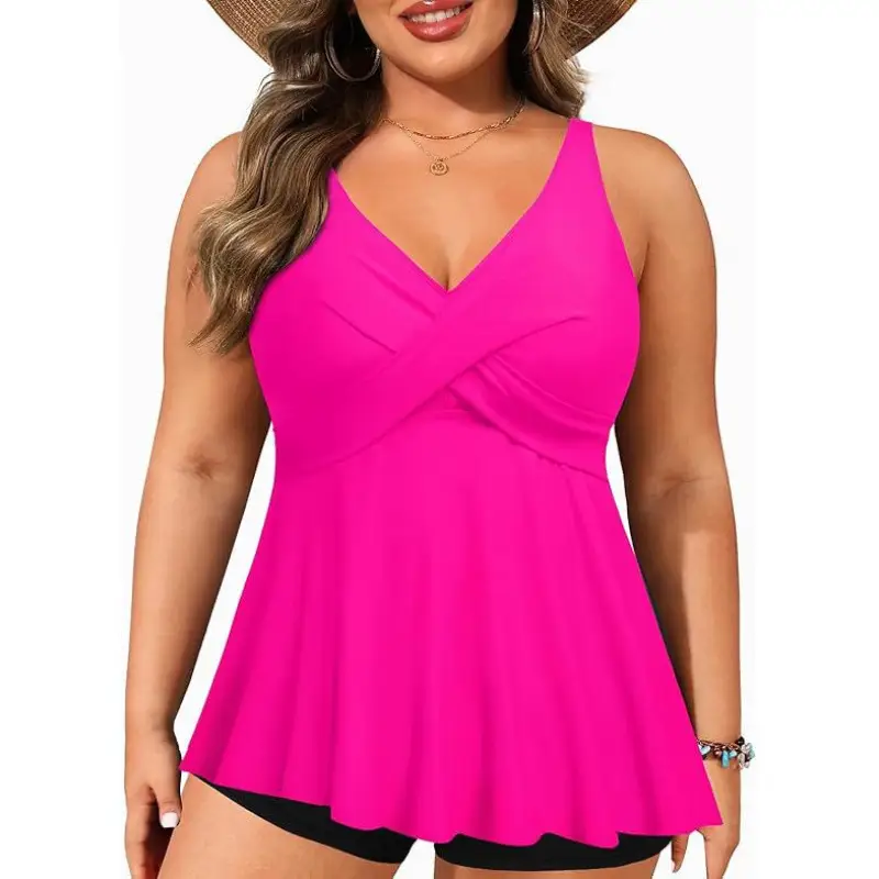Women's Seaside Printed Beach Cross Bikini Modest Swimsuit