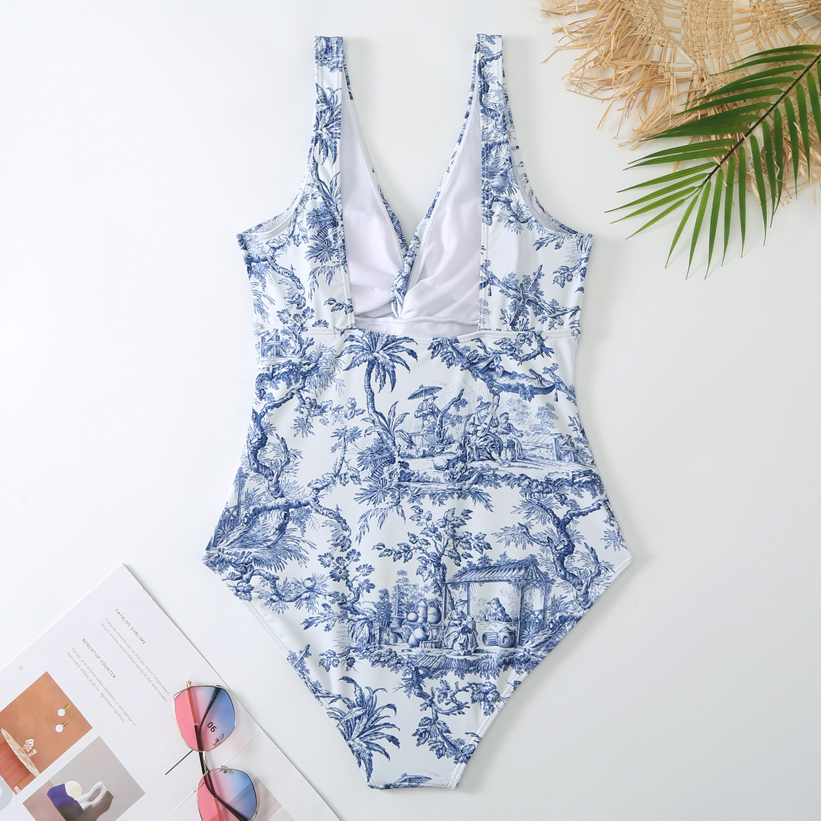 Women's One-piece Swimsuit Conservatively Thin Vintage Print - Image 19