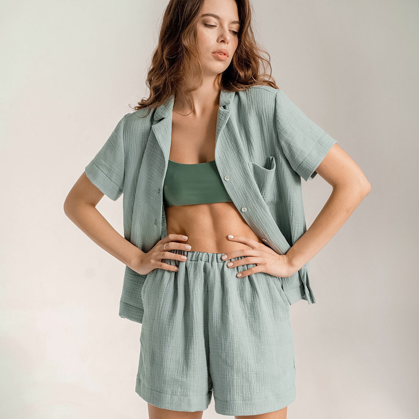 Title 2, Natural Double Gauze Shirt And Shorts Set