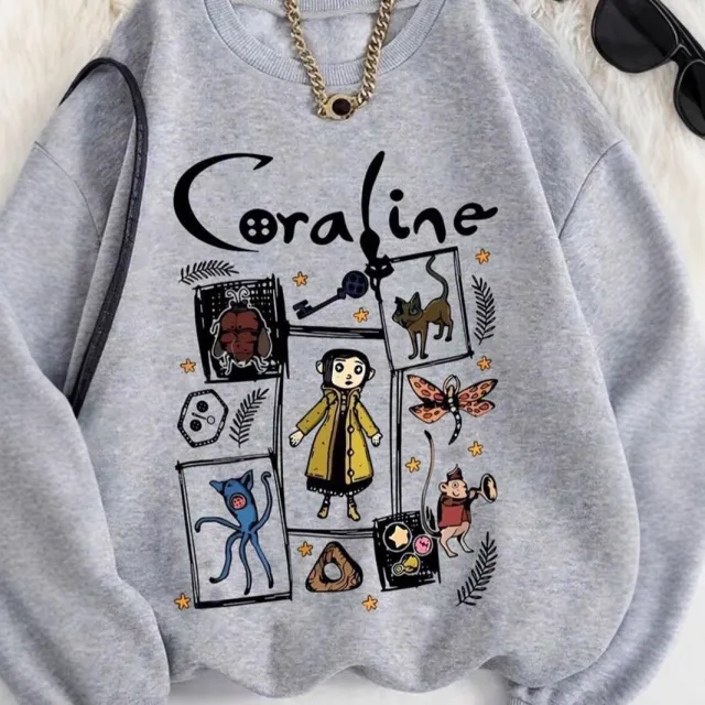 Cartoon Coralin Printed Ins Trendy Cool All match Women's Sweater Coral - Shop at LoveMi