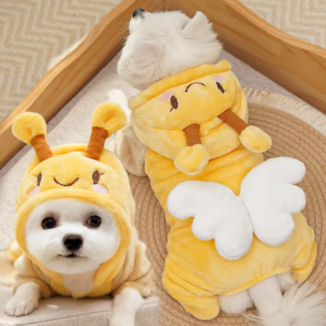 Four legged Autumn And Winter Fleece Dinosaur Transformed Into Flannel Pet Smiling Bee - Shop at LoveMi