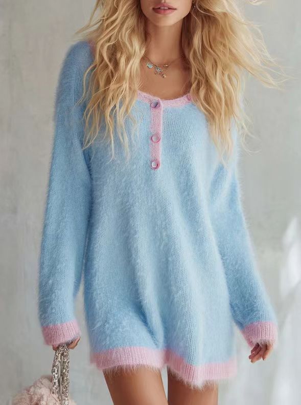 Women's Color-block Sweater Dress Image 6