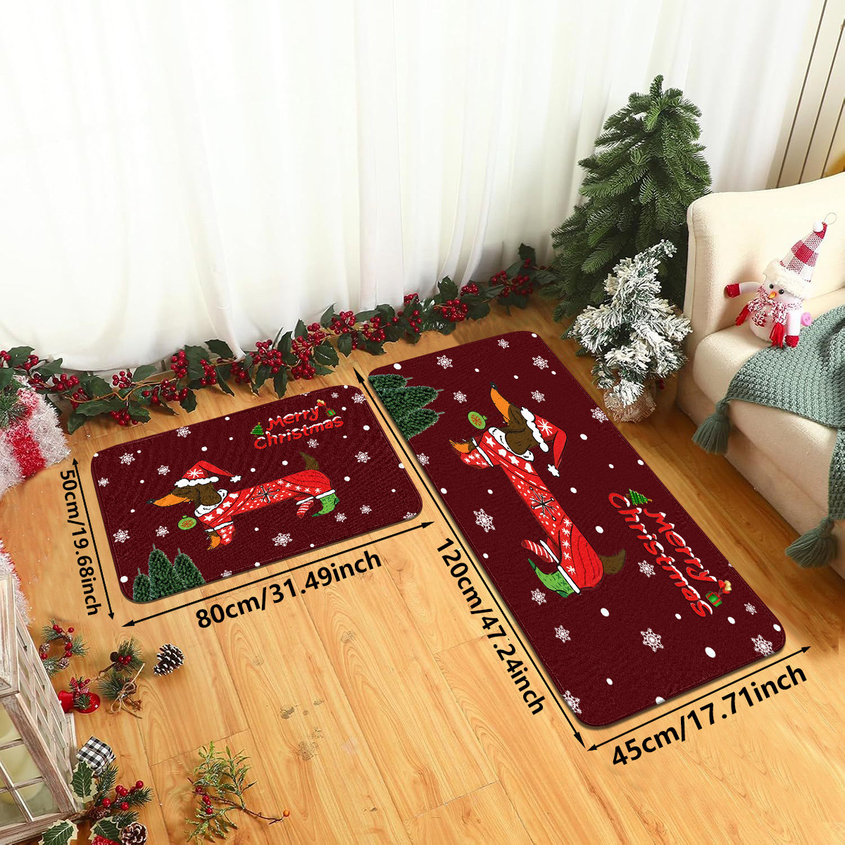 Title 3, Christmas Sausage Dog Carpet Snowflake Pattern ...