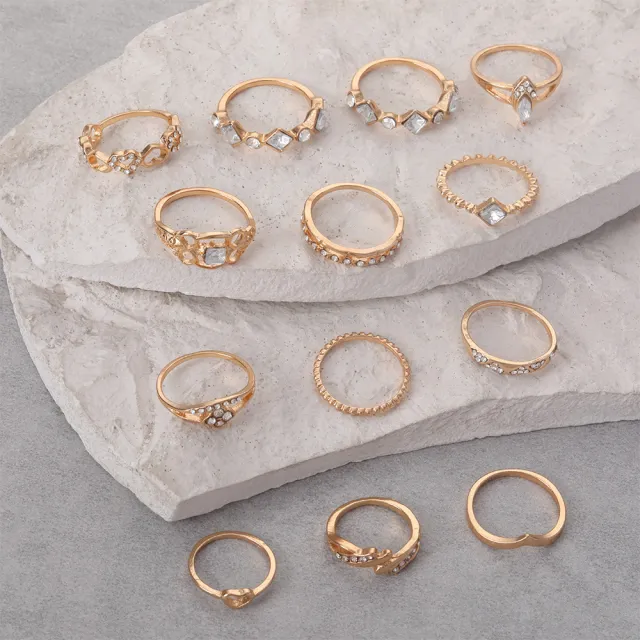 Fashionable Gold Heart shaped Dotted Hollow out 13 Piece Set Sku8170 - Shop at LoveMi