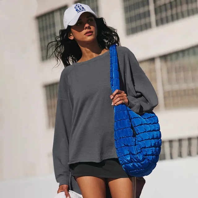 European And American Style Street Casual Loose All match Basic Pullover Long Sleeve Gray - Shop at LoveMi