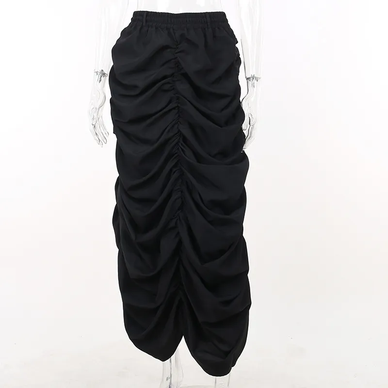 Elegant Slim-fit Pleated Workwear For Skirt Women - Black