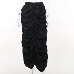 Elegant Slim-fit Pleated Workwear For Skirt Women - Black - View 1