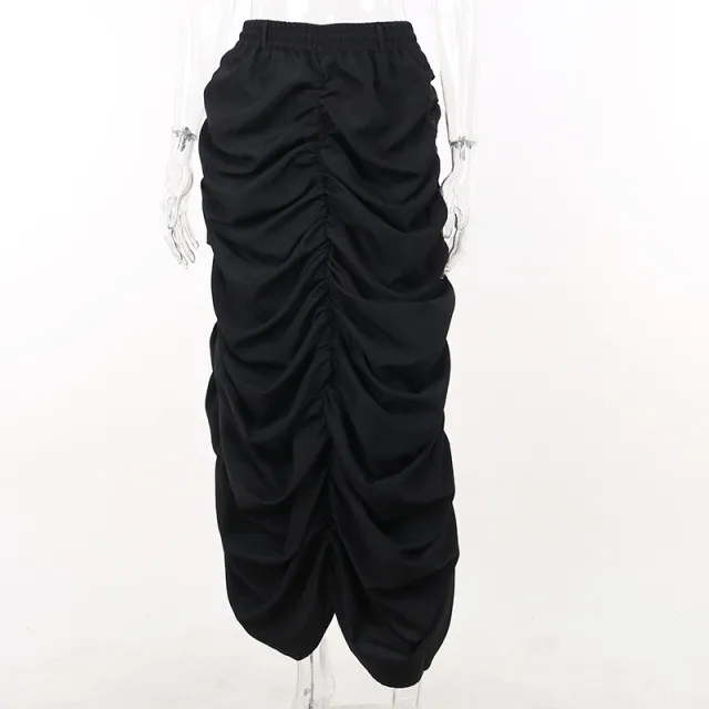Elegant Slim fit Pleated Workwear For Skirt Women Black - Shop at LoveMi