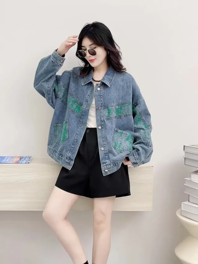 Spring New Artistic All match Worn Loose Leisure Washed out Do The Old Cowboy Coat For Women Green - Shop at LoveMi