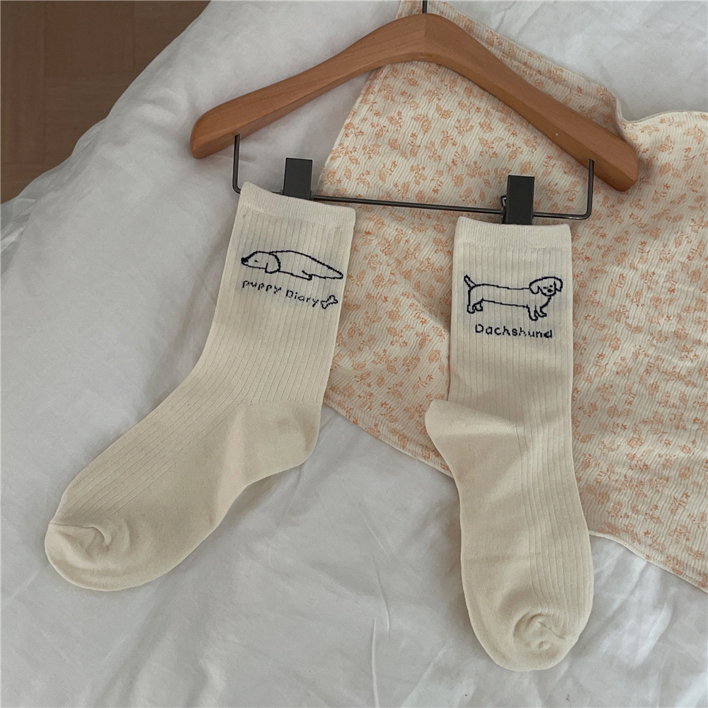 Cute Repair Hook Embroidered Children Tube Socks Autumn College Style