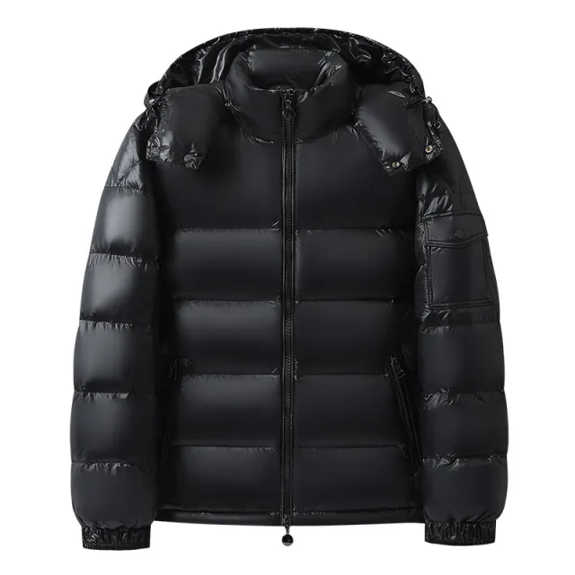 Warm Men's And Women's Glossy Hooded Jacket Black - Shop at LoveMi
