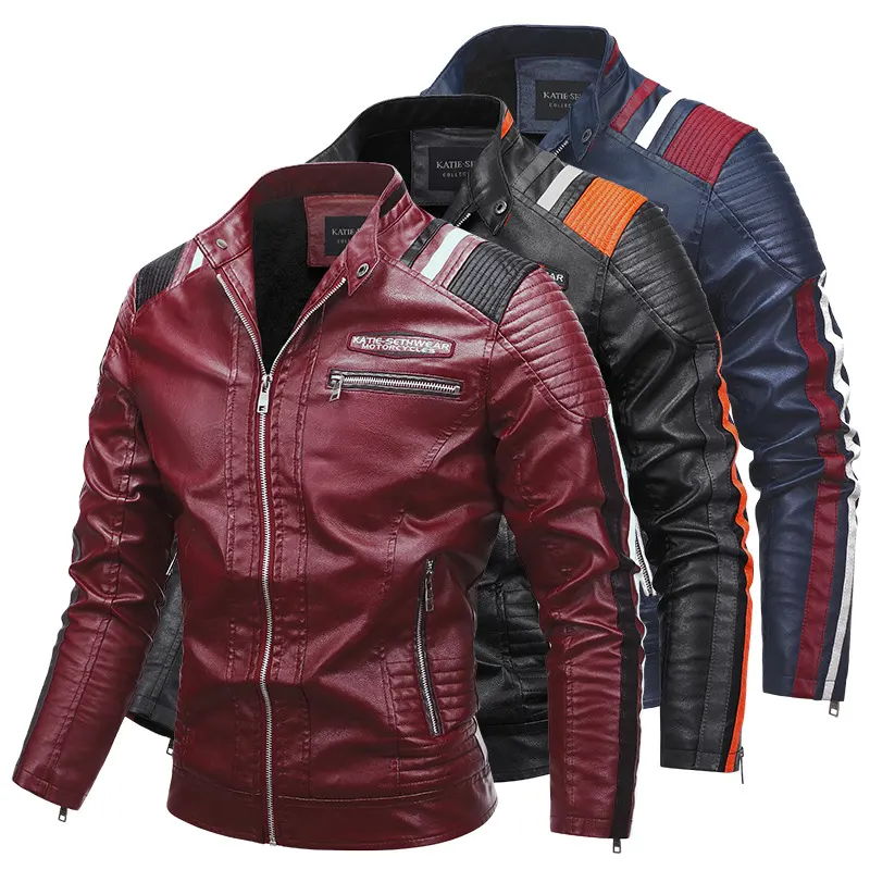 Motorcycle Leather Coat for Men Autumn and Winter New