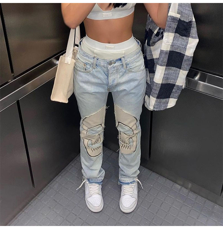 Title 9, Vintage Skull Print Jeans für Damen, High Waist...