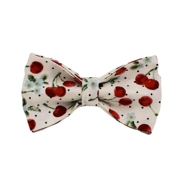 Red Cherry Printed Pet Collar Traction Rope Light Gold Release Buckle Cute Bow Strap Bow - Shop at LoveMi