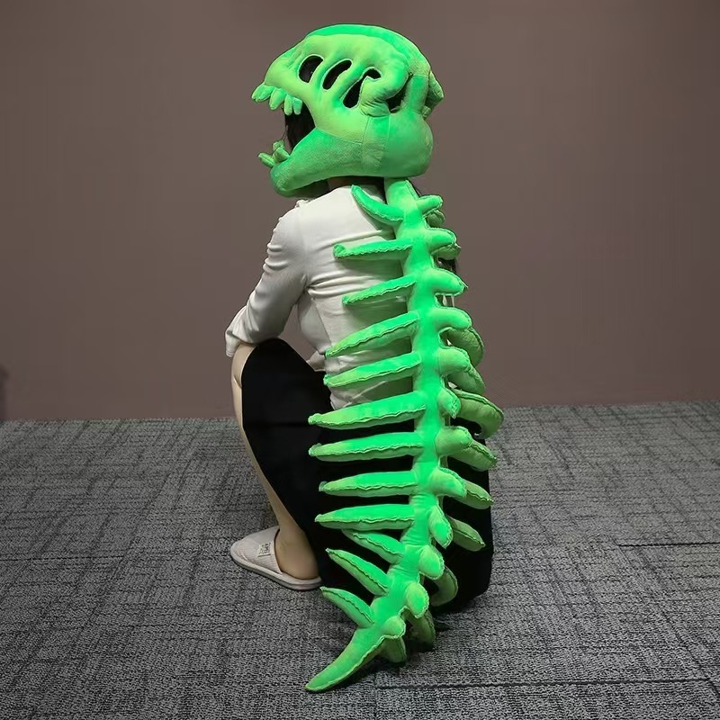 Doll Chinese Bone Set Dinosaur Park Exoskeleton Plush Toy Funny Doll Gray 80cm