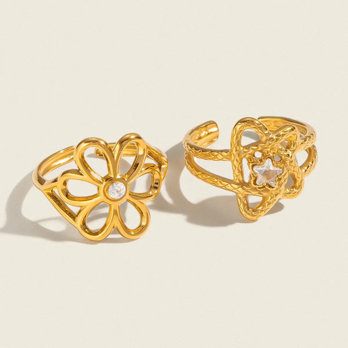 8k Gold Titanium Steel Zircon Five-pointed Star