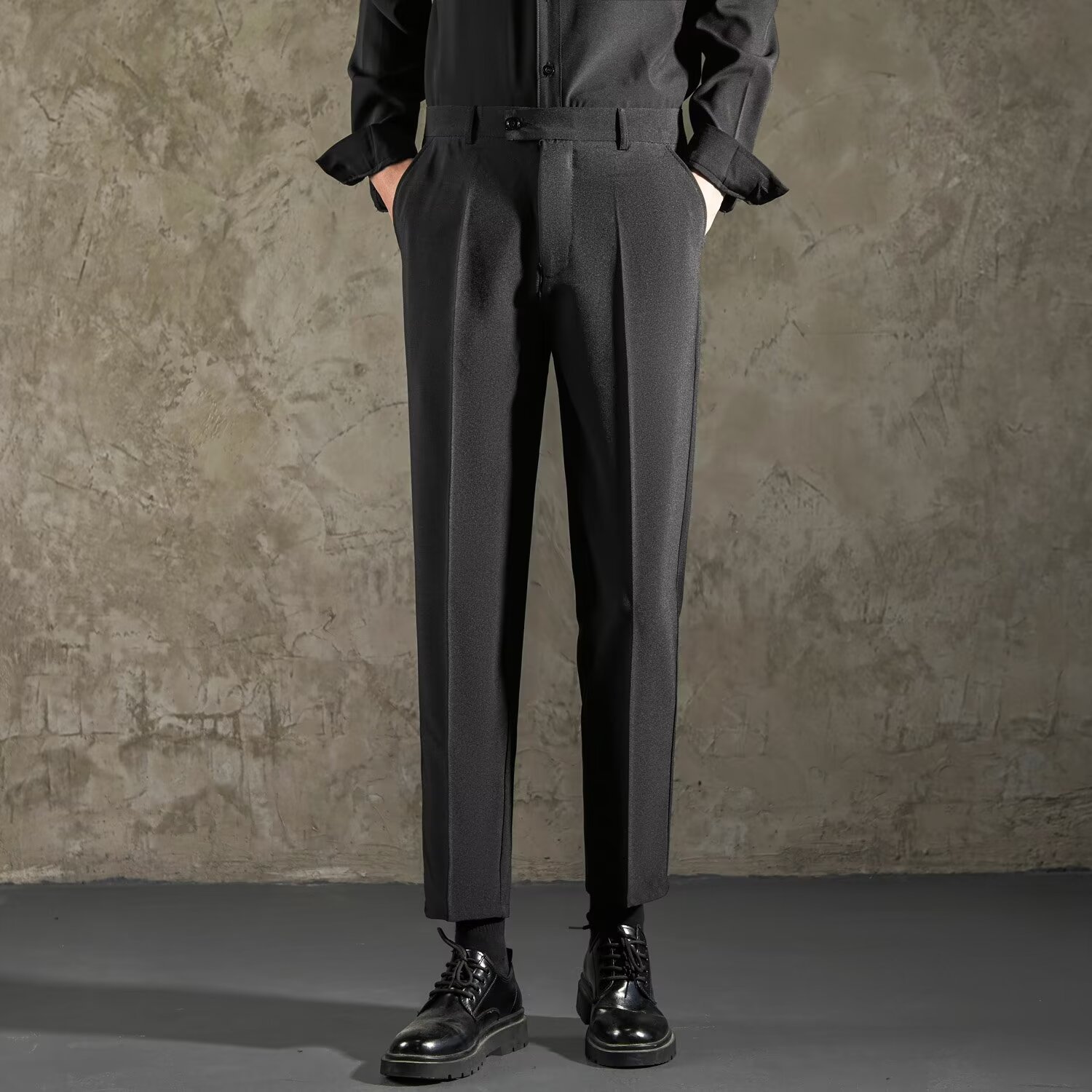 $11.48 Draping Skinny Casual Slim Fit Straight All-matching Thick Small Suit Pants