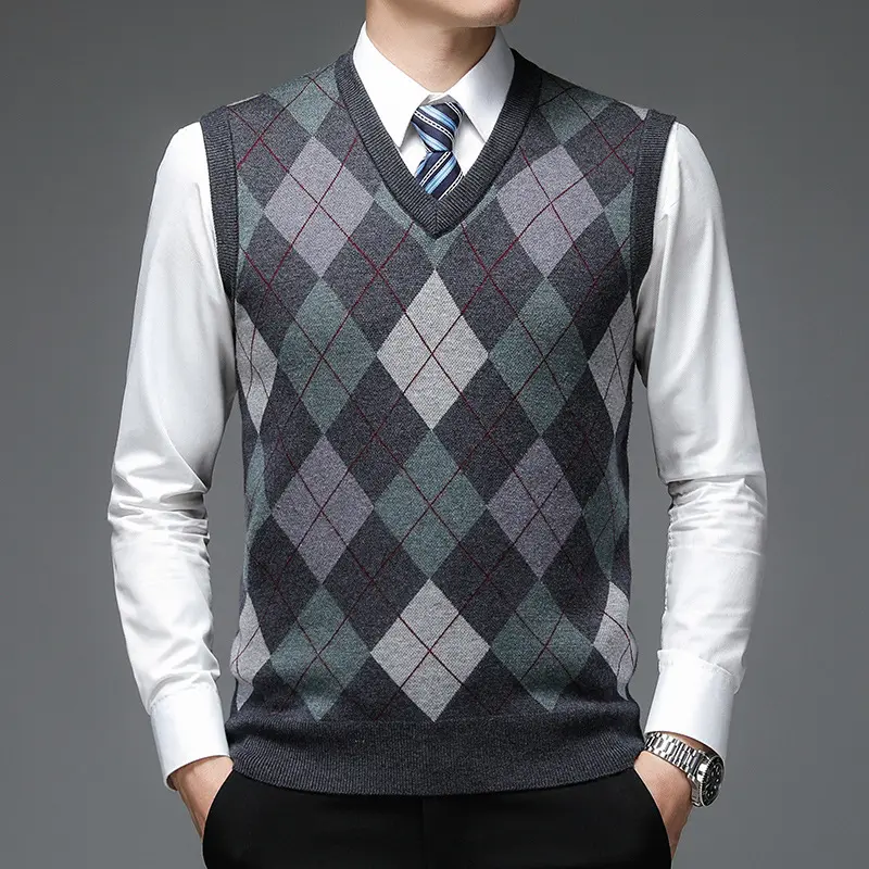 Men's Autumn And Winter V-neck Sleeveless Knit