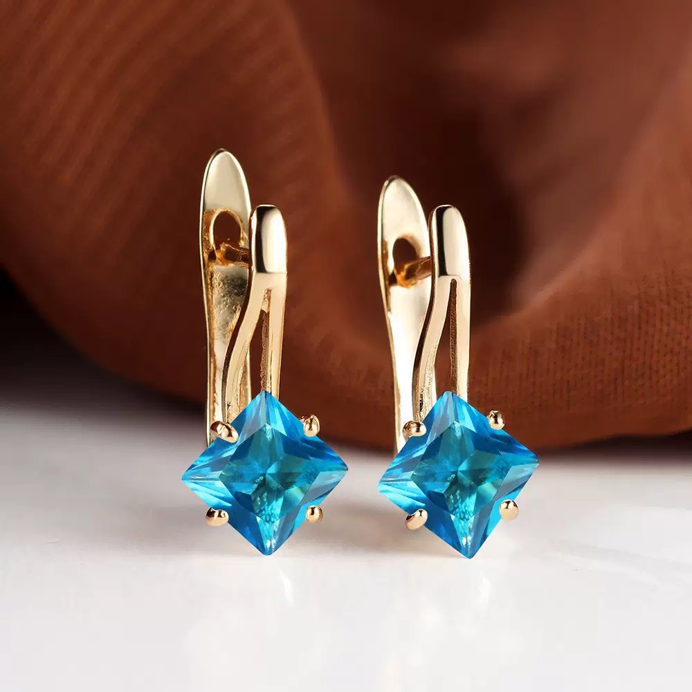 Stylish New Purple Zircon Geometric Earrings