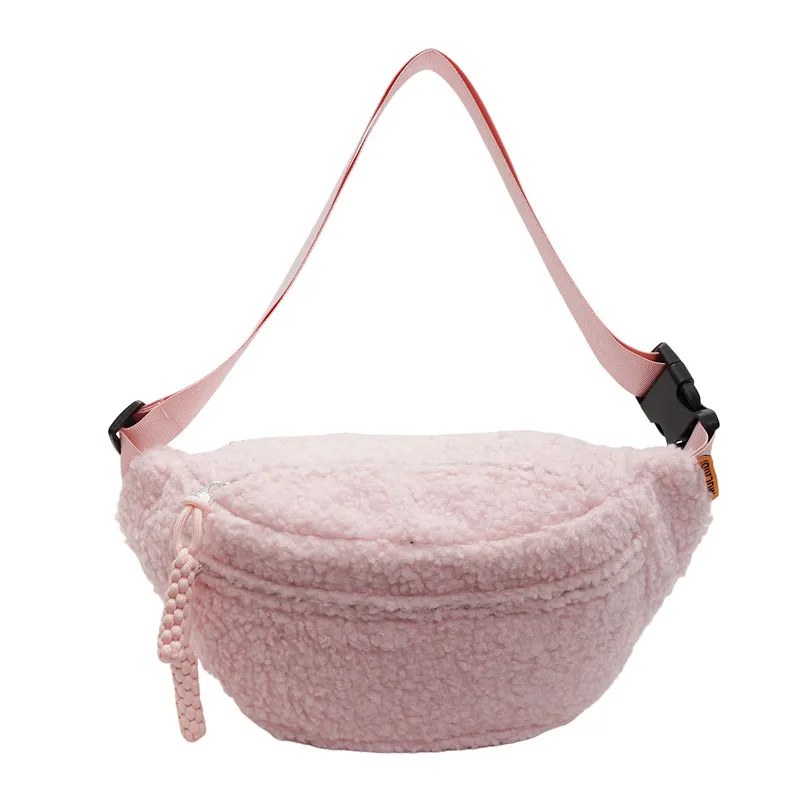 Autumn And Winter New Plush Crossbody Bag Large Capacity - Pink