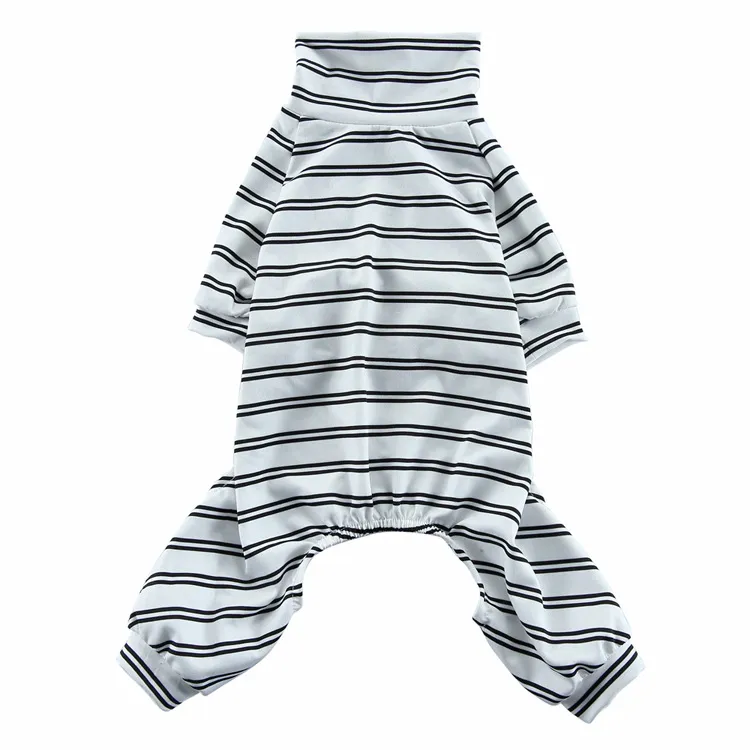 Summer Dog Clothes Striped Home Pajamas Thin - White