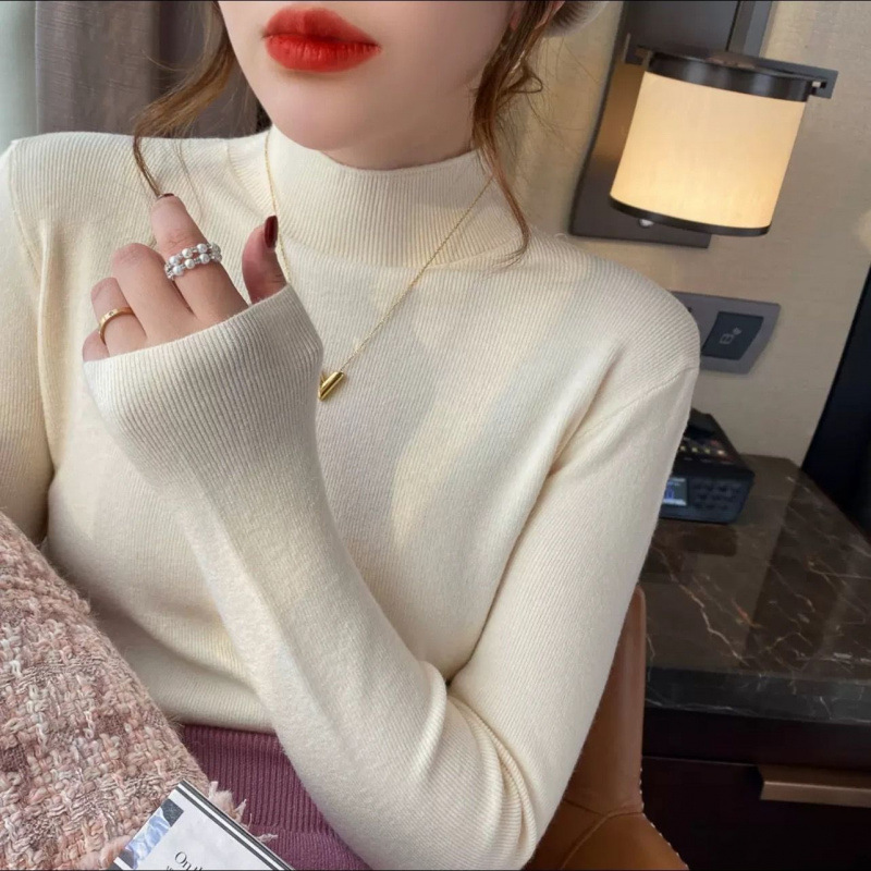 Womens Solid-Color Casual Mock-Neck Sweater - Image 8