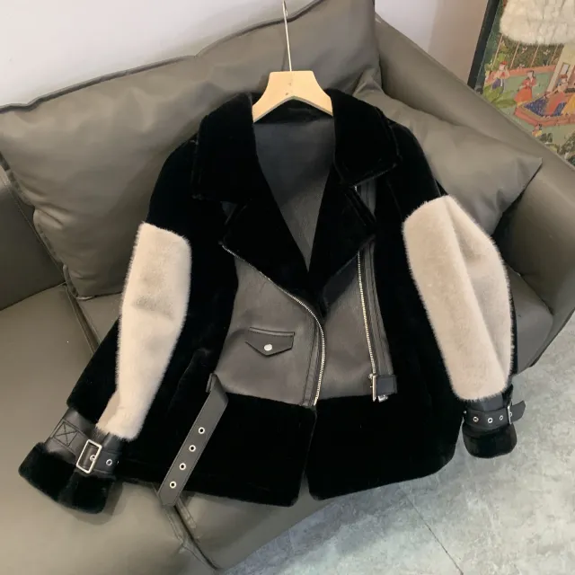 Women's Locomotive Environmental Fur Coat Black - Shop at LoveMi