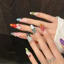 Island Elf Trendy Wearable Nails Featuring French-style 3D Floral And Insect Carvings view 5