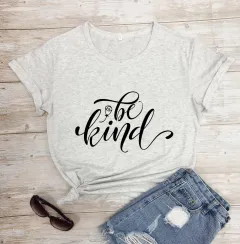 Be Kind Rose Style Short Sleeve European And American Street Leisure T-shirt - Marble Black - View 1