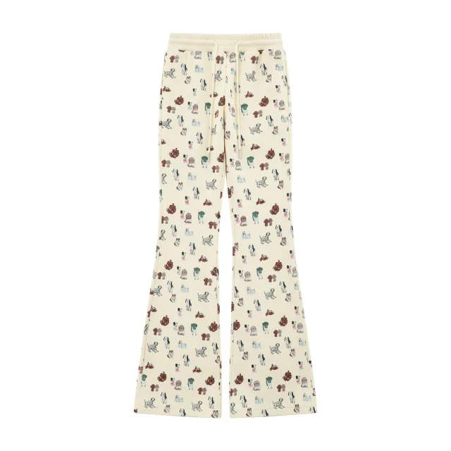 Elastic Waist Printed Sweatpants Sports Loose Apricot - Shop at LoveMi