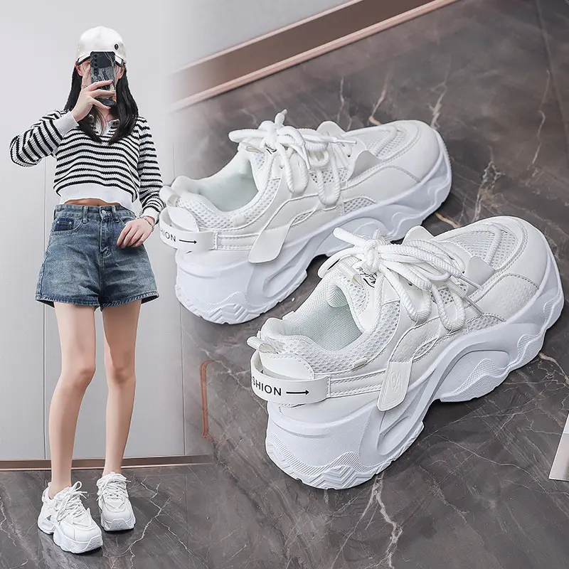 Dad Shoes Student All-matching Height Increasing White