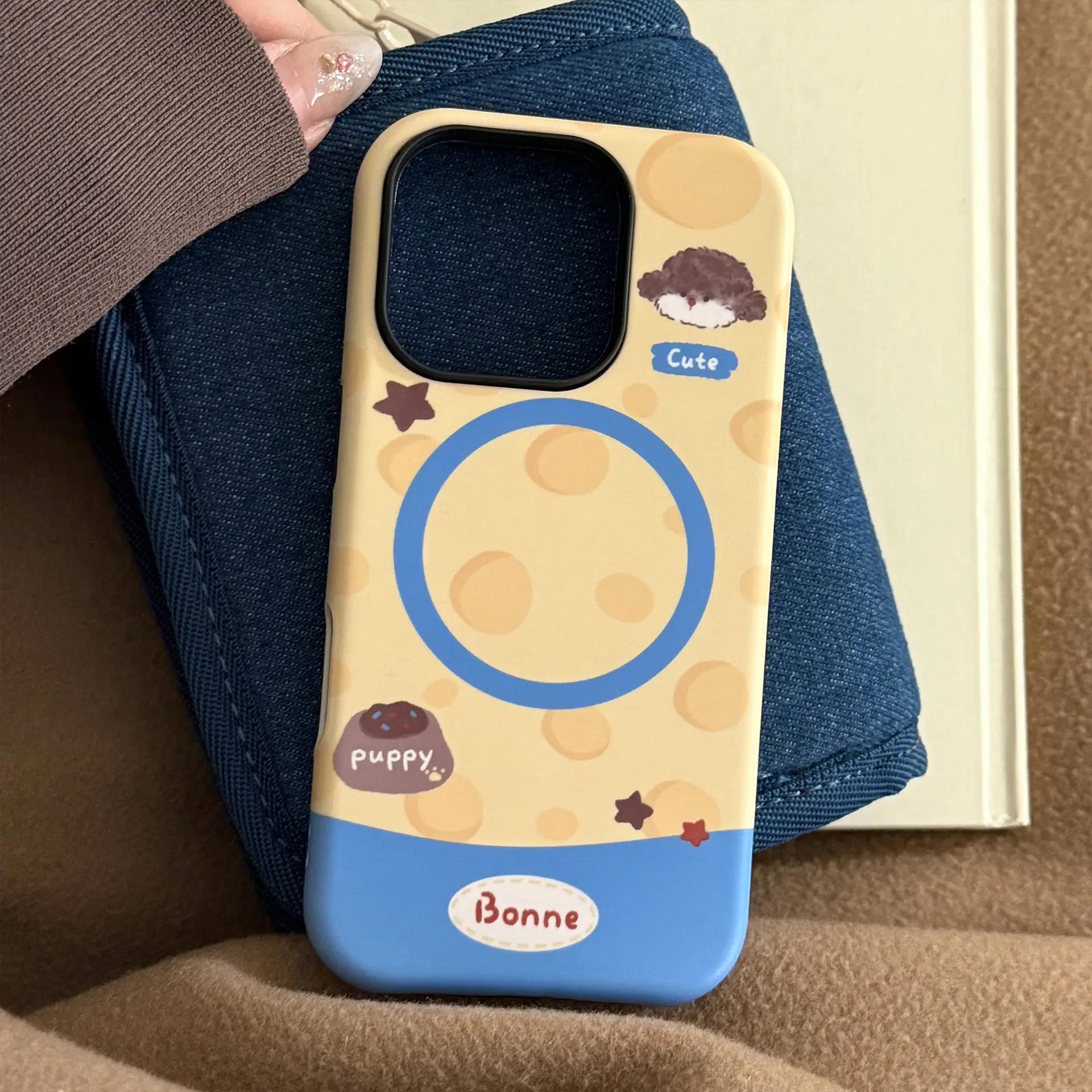 Cheese Puppy Magnetic Holder Phone Case With Cartoon Film Design