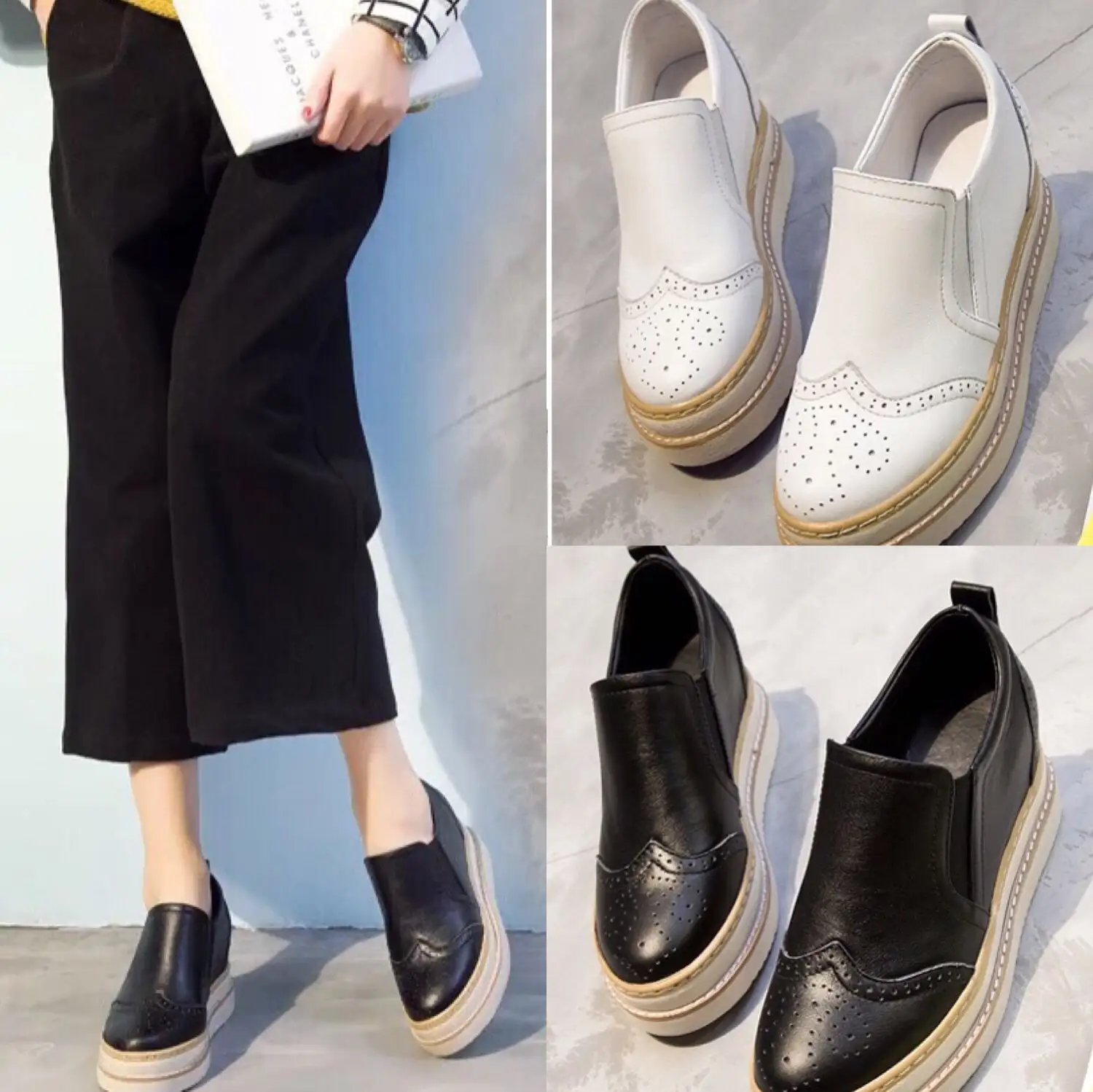 Women's Height Increasing Insole Genuine Leather Shoes