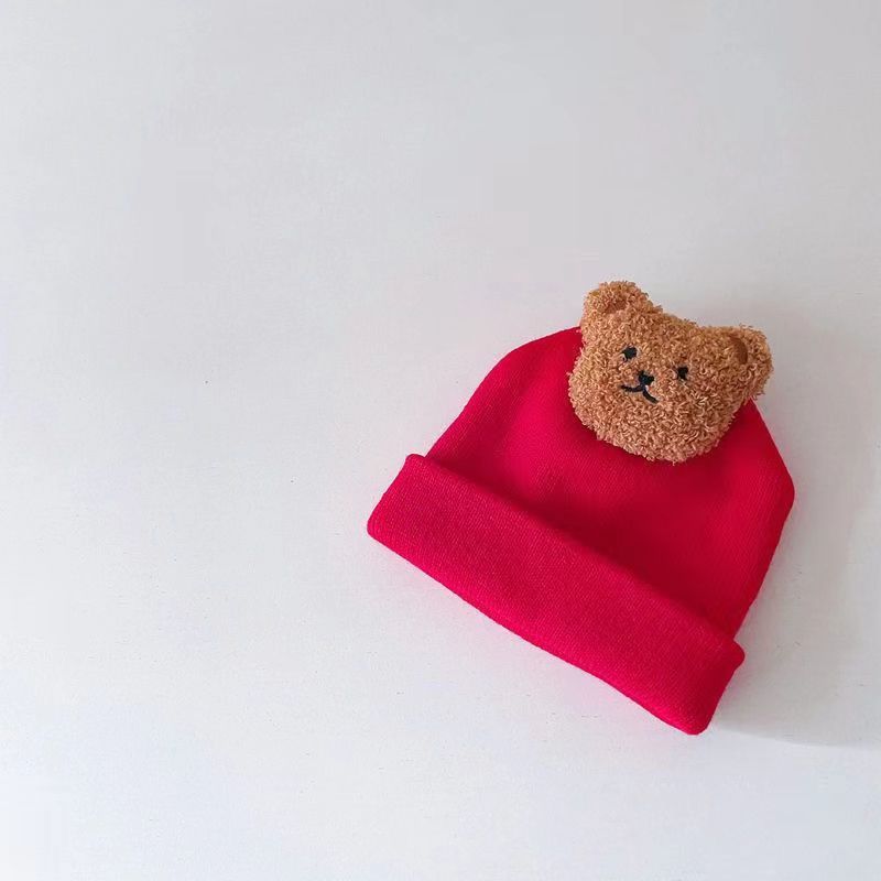 Bear Knitted Hat Red