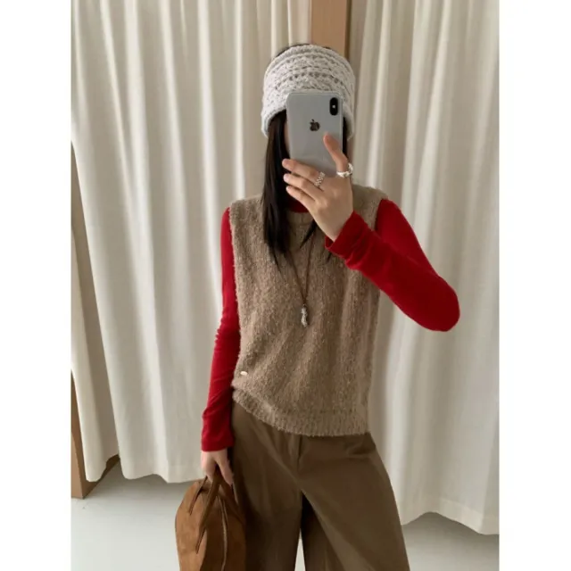 Women's Casual Korean style Candy Color Knit Vest Camel - Shop at LoveMi