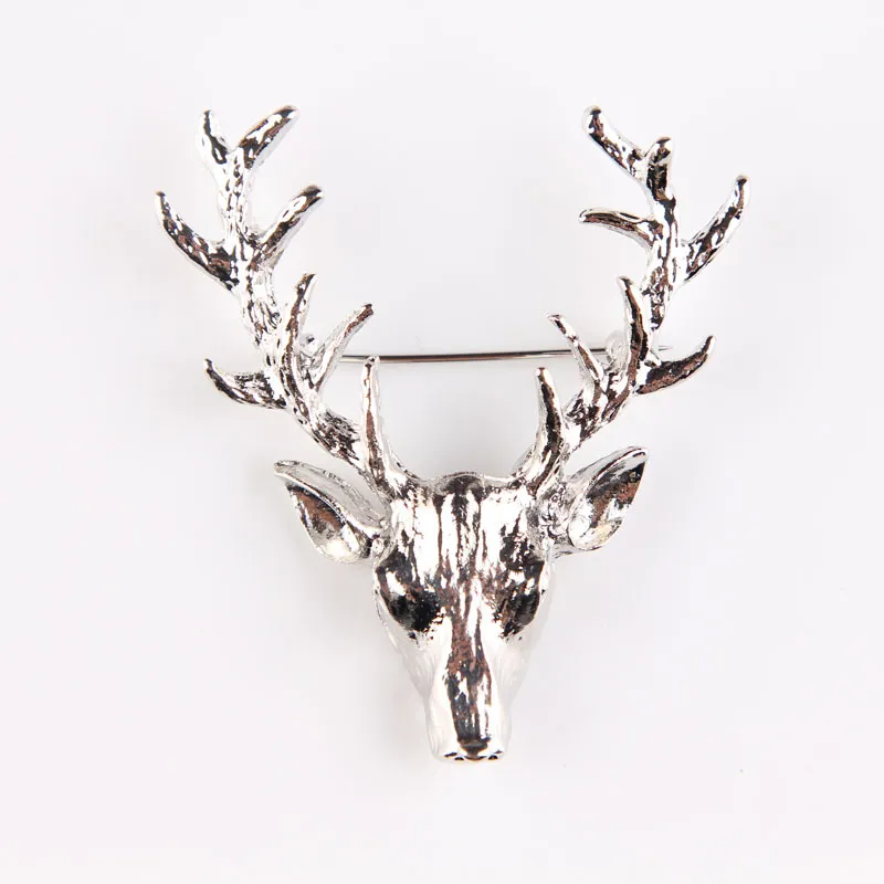 Women's Fashion Simple Geometric Christmas Brooch - Xz4300B Silver Deer Head