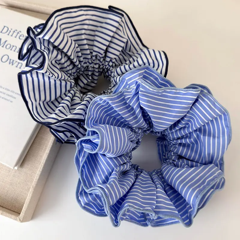 Sweet Blue Striped Double-layer Large Intestine Hair