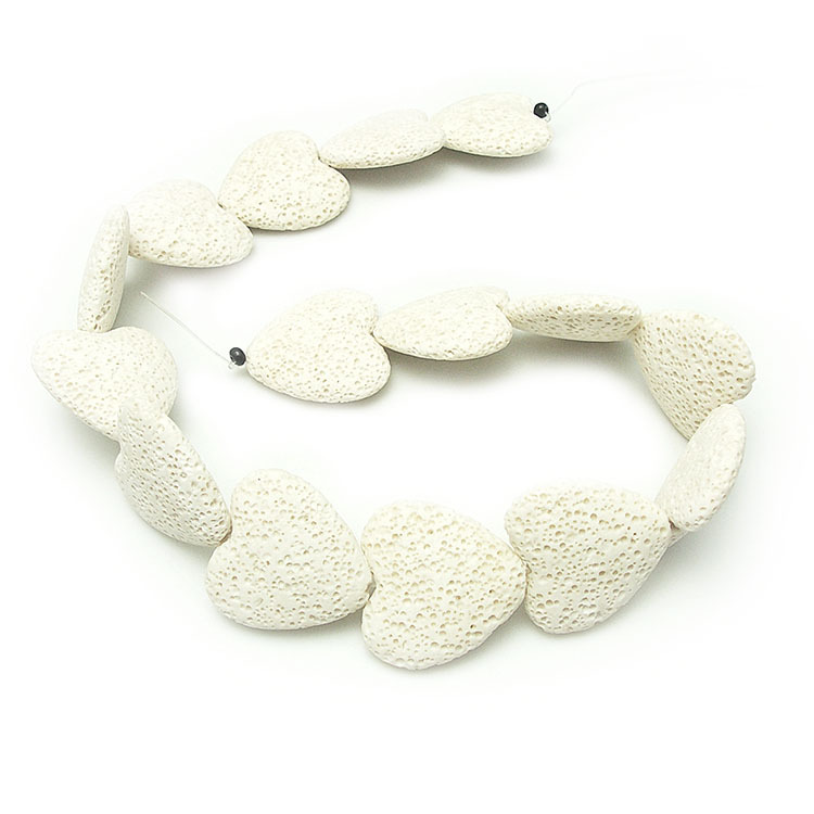 Colorful Heart shaped Volcanic Rock Bracelet White - Shop at LoveMi