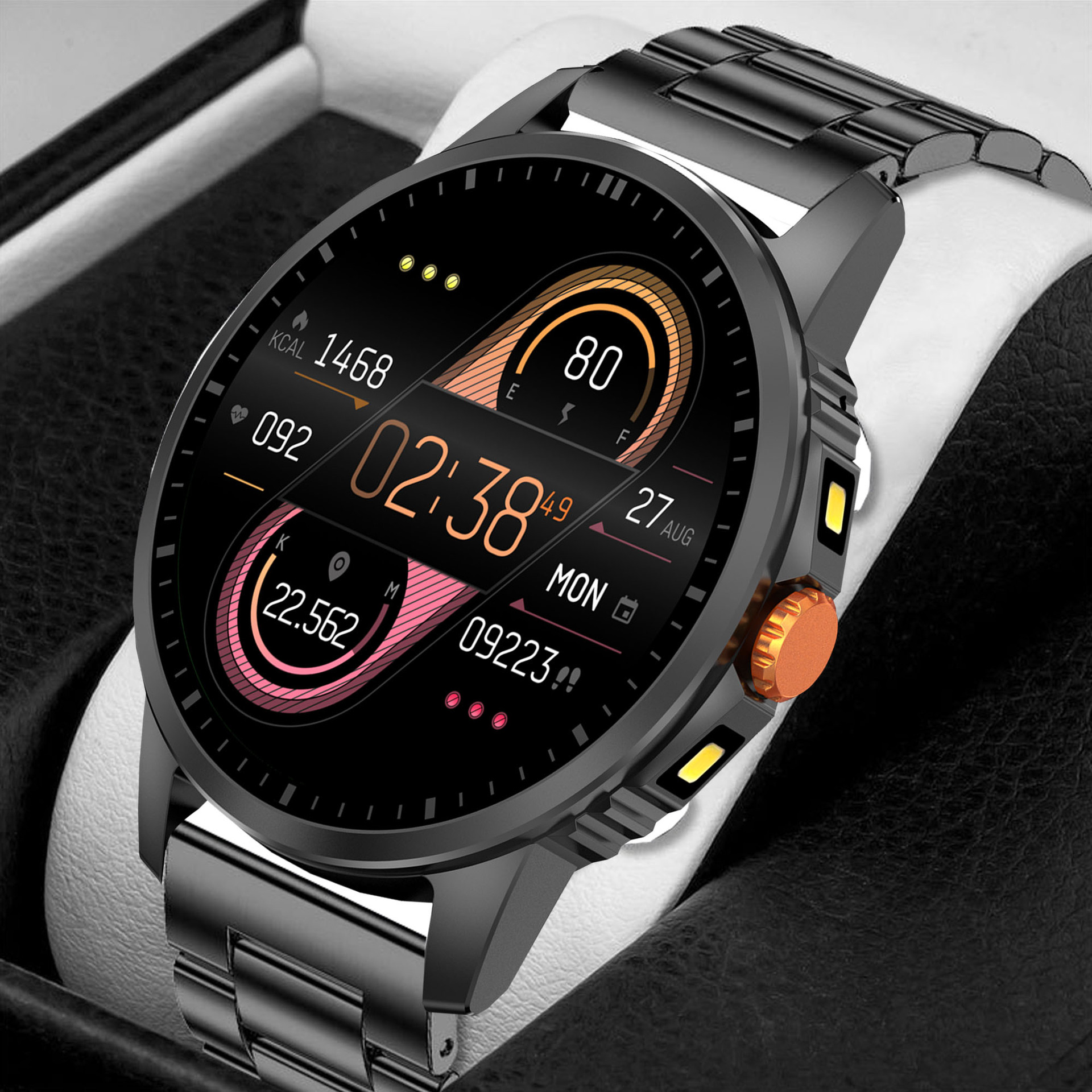 V5 Round-screen Smartwatch With Dual Flashlight And Bluetooth