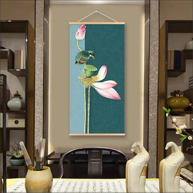 Entrance Flower Art Wall Mural Shop Decorative Painting Fabrics Hanging Picture