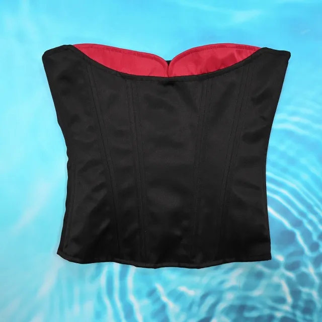 Double Layer Steel Rib Contrast Color Corset Sexy Push Up Shapewear Black With Wine Red - Shop at LoveMi
