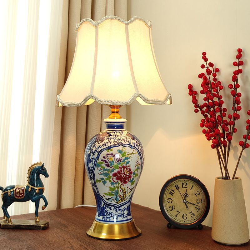 Ceramic Table Lamp with Fabric Shade, picture 2 of 6