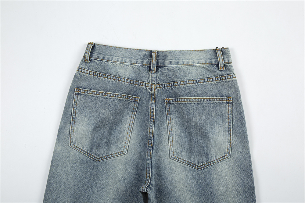 Hole Washing Water Denim Bootcut Trousers Men