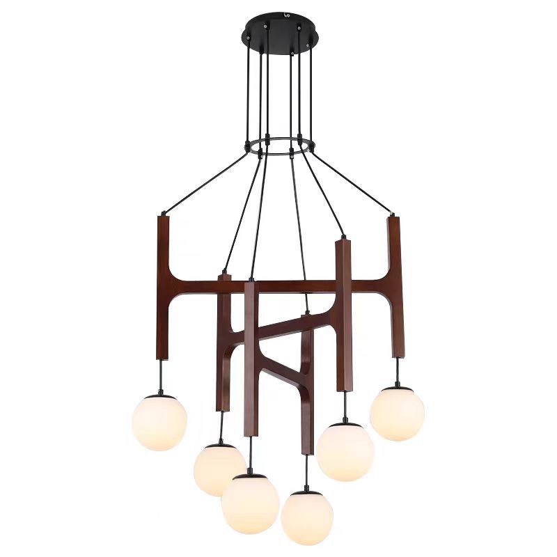 Living Room Chandelier Solid Wood Stairs Dining-room Lamp - Image 5