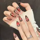 Red-brown Muted-vein 3D Nail Art Cool And Edgy Heart-patterned Trend Piece Handmade And Wearable view 2